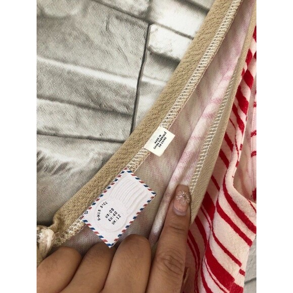 Anthropologie Postmark Poppy Stripe Dress Size 8 Fit and Flare Red with Pockets - Picture 5 of 11